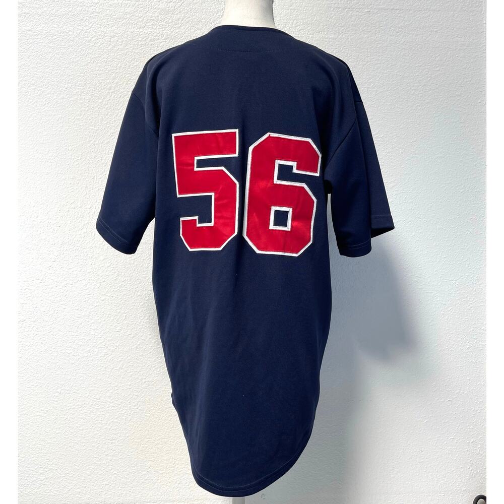 Vintage New York Bronx Bombers Mens Baseball Jersey #56 Navy Blue/Red Size Large - Picture 3 of 8